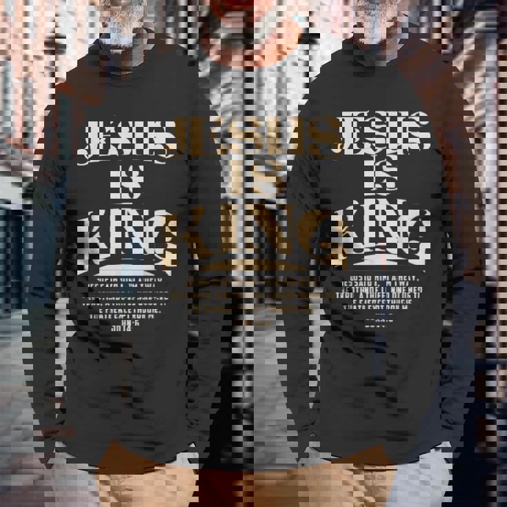 Jesus Is King Bibleerse John 14 長袖Tシャツ 高齢者への贈り物