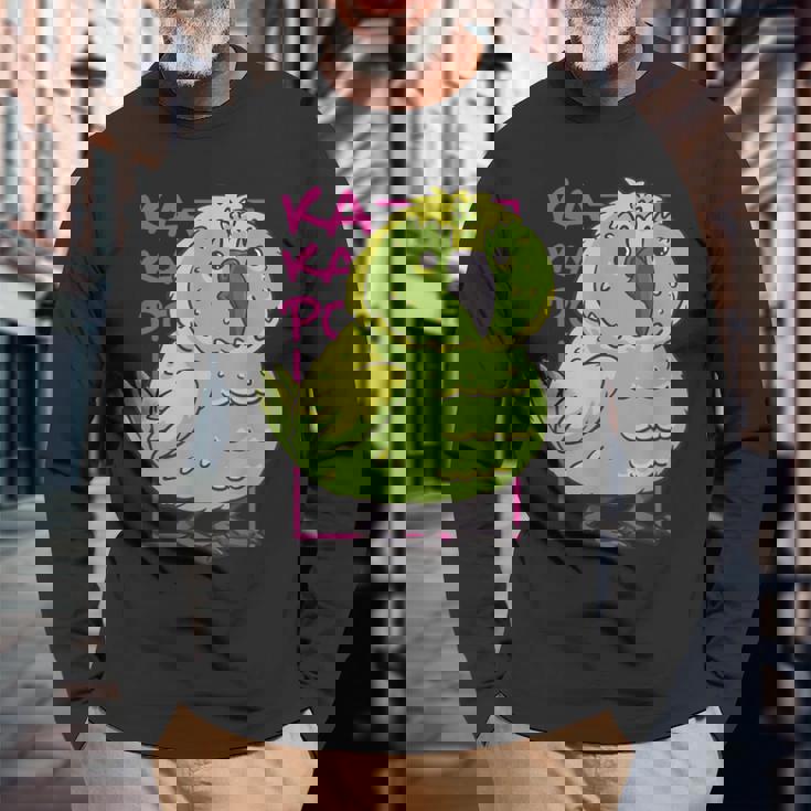 Kakapo ニュージーランド オウム カカポ 長袖Tシャツ 高齢者への贈り物