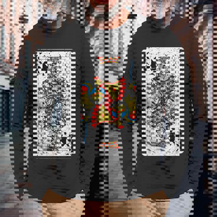 King Ofpades トランプデッキ ヴィンテージレトロスタイル 長袖Tシャツ 高齢者への贈り物