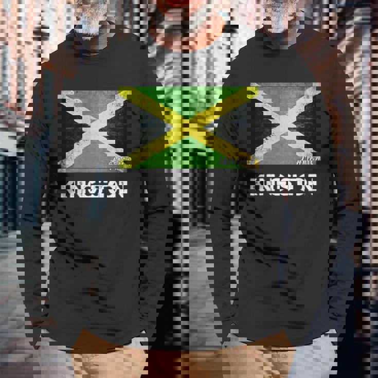 Kingston Jamaica Flag Jersey 長袖Tシャツ 高齢者への贈り物