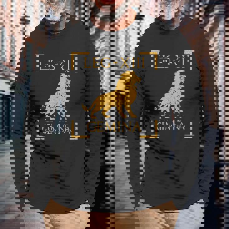 Legio Xiii 双子座ライオンエンブレム ローマ軍 長袖Tシャツ 高齢者への贈り物