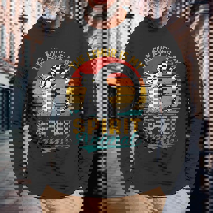 The Lemur Is Mypirit アニマルシャツ ファニーベンテージ キツネザル 長袖Tシャツ 高齢者への贈り物