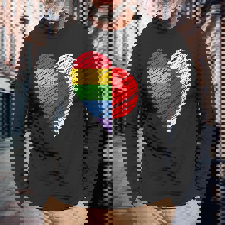 Lgbtq Japan ゲイプライド ハート ゲイとレズビアンの愛 Lgbt 長袖Tシャツ 高齢者への贈り物