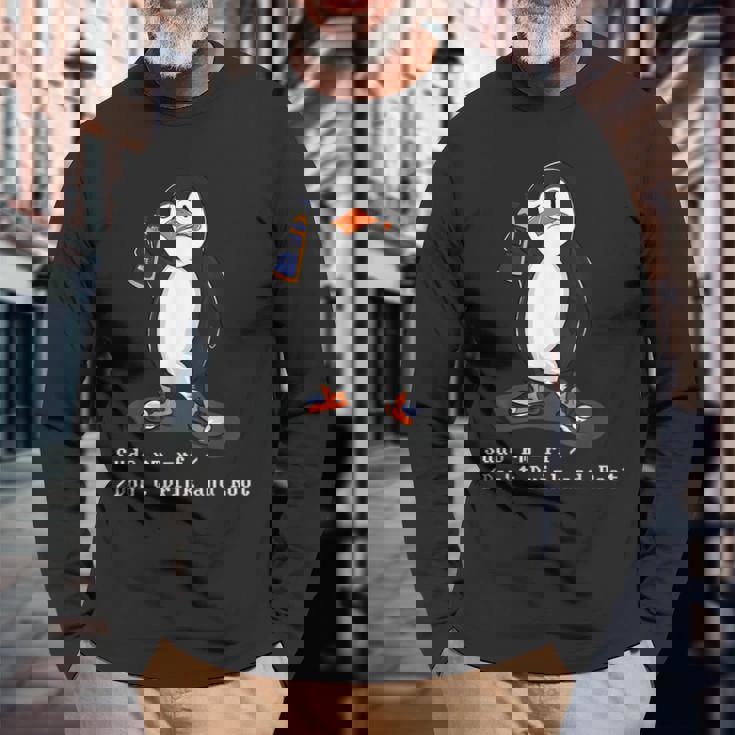 Linux Tux Penguinudo Rm Rf Pc Nerd Computer Freak Hacker 長袖Tシャツ 高齢者への贈り物