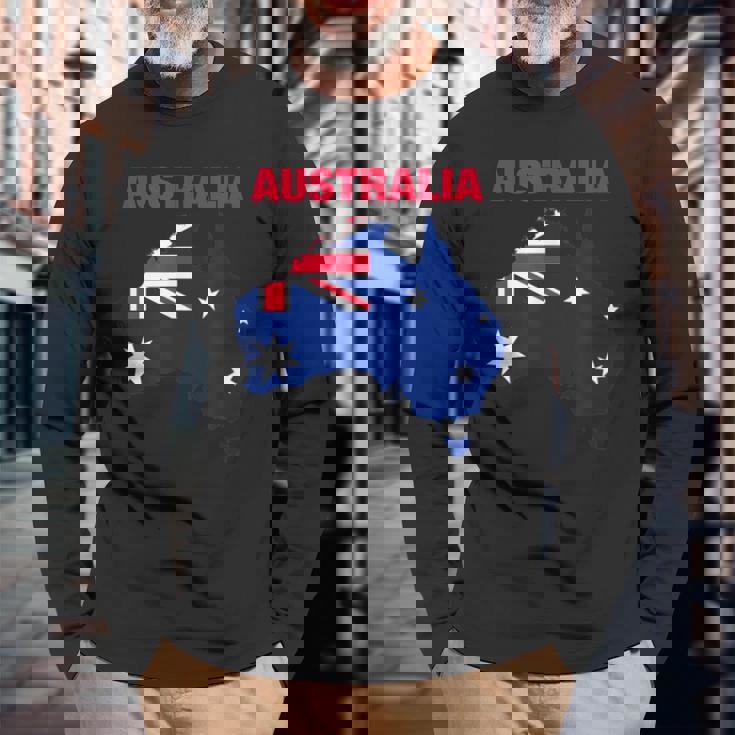 I Love Australia Enjoy Wear Australia Flag Graphic Cool 長袖Tシャツ 高齢者への贈り物