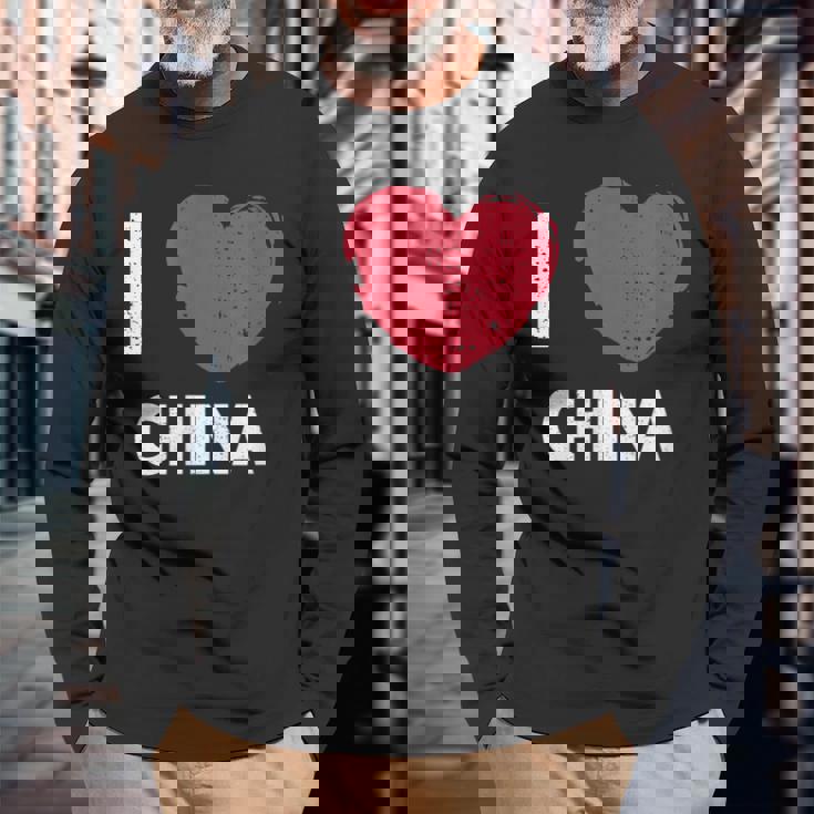 I Love China I Love China デザイン 長袖Tシャツ 高齢者への贈り物