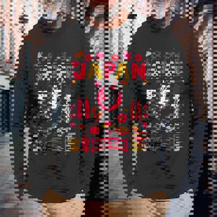 I Love Japan Folklore Nature & Culture Japan Graphic 長袖Tシャツ 高齢者への贈り物