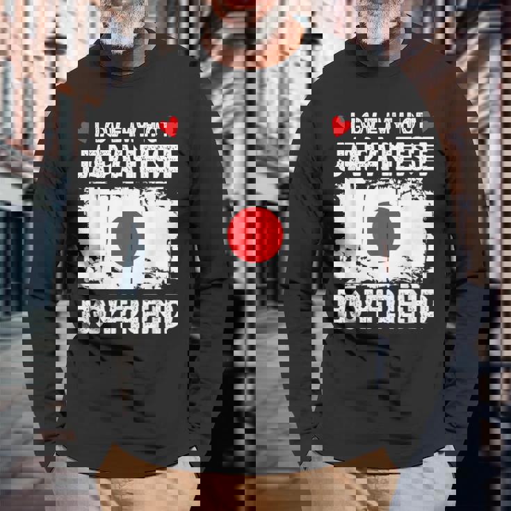 I Love My Hot Japanese Boyfriend Couple Japan Flag 長袖Tシャツ 高齢者への贈り物