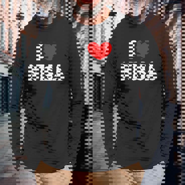 I Love Nisa 私は愛する Nisa 長袖Tシャツ 高齢者への贈り物