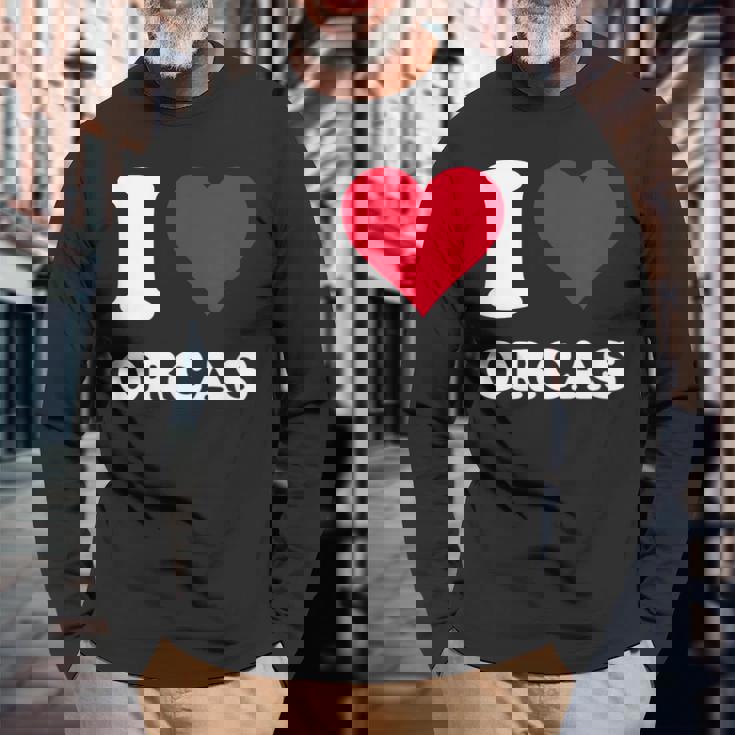 I Love Orcas 長袖Tシャツ 高齢者への贈り物