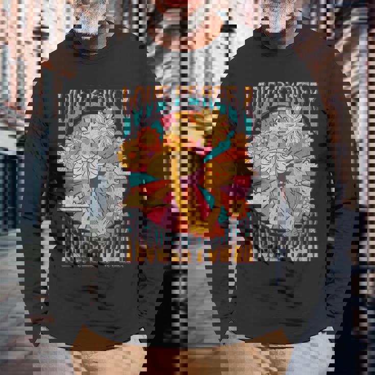 Love Peace ヒッピーコスチューム 60年代 70年代 フラワーフェスティバル衣装 長袖Tシャツ 高齢者への贈り物
