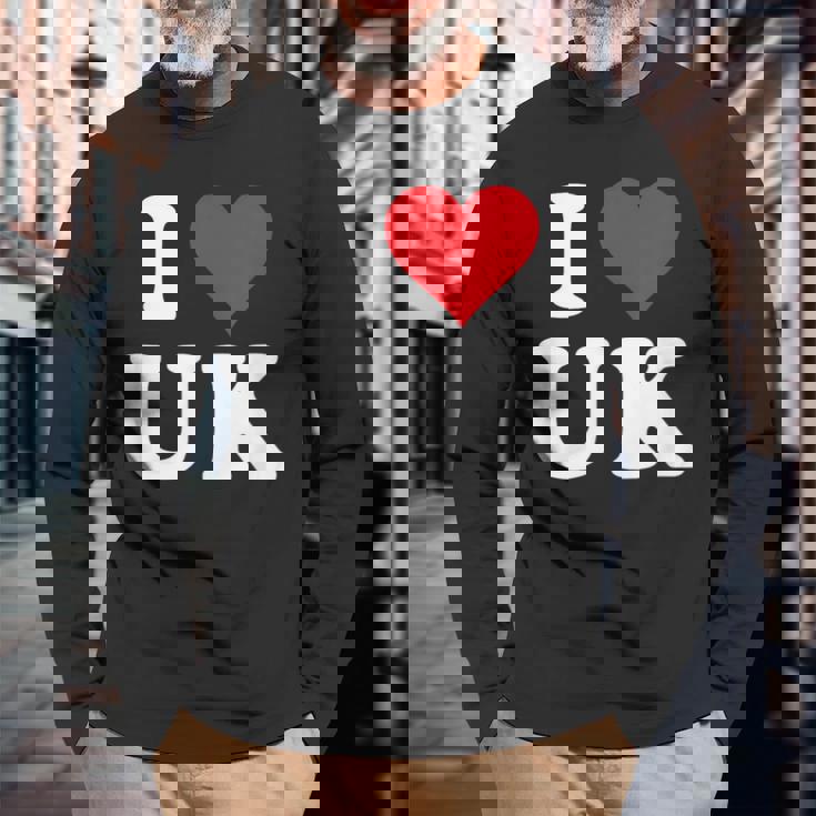 I Love Uk Initials I Heart UK First Last Name U K 長袖Tシャツ 高齢者への贈り物