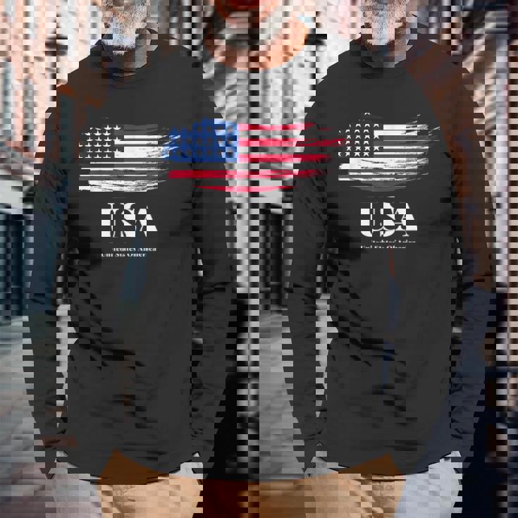 I Love Usa Cool Unitedtates Of America FlagUsa 長袖Tシャツ 高齢者への贈り物