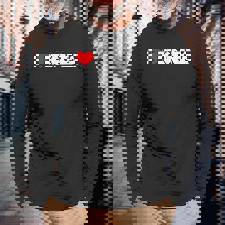 I Love ハート Korea 長袖Tシャツ 高齢者への贈り物