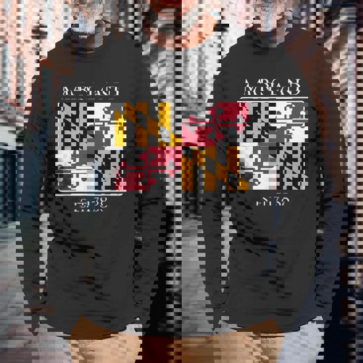 Maryland Flag 7Th Ustate 1788 Maryland Native 長袖Tシャツ 高齢者への贈り物