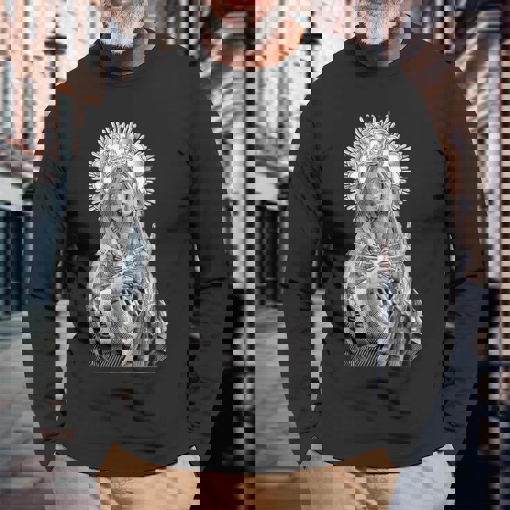 Mater Dolorosa 悲しみの聖母 聖母マリア カトリック 長袖Tシャツ 高齢者への贈り物