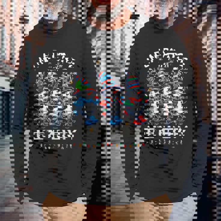 Be Merrynowman Line Dance クリスマス 面白い ホリデーダンス 長袖Tシャツ 高齢者への贈り物