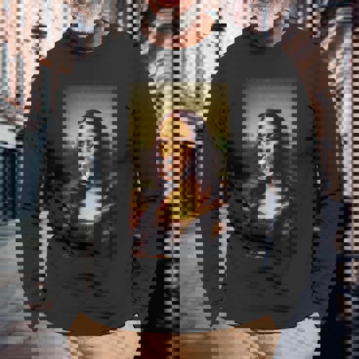 Mona Lisa チューインガム レオナルド・ダ・ヴィンチ ジョコンダ イタリアアート 長袖Tシャツ 高齢者への贈り物