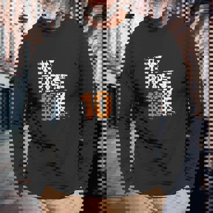 My First 10K 初心者達成マラソン 長袖Tシャツ 高齢者への贈り物