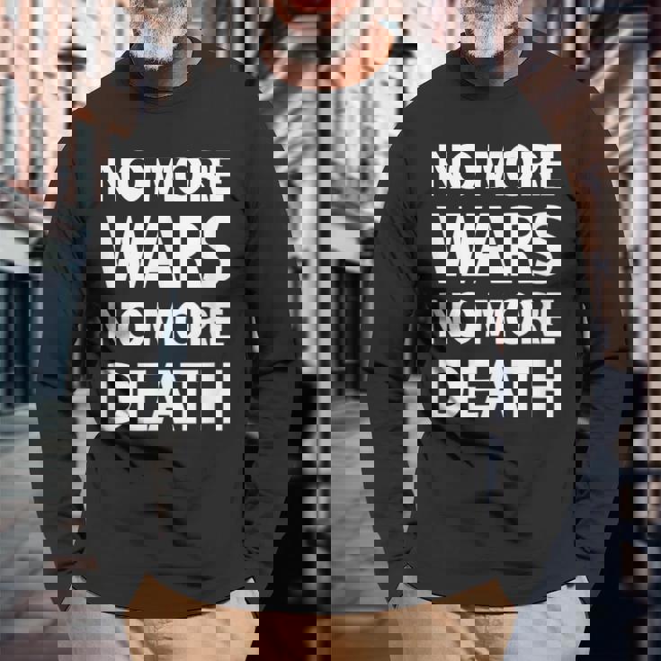 No More Wars No More Death 長袖Tシャツ 高齢者への贈り物