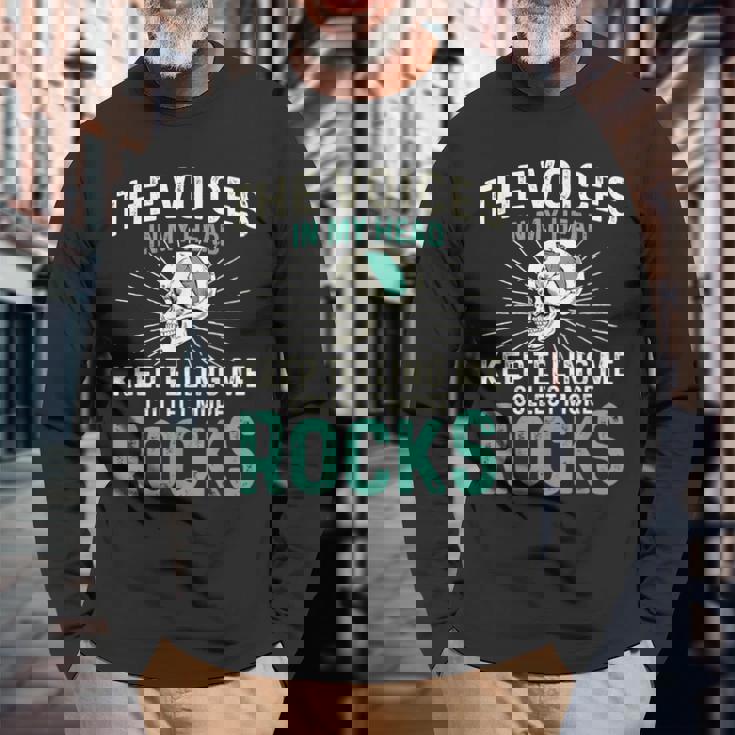 Theoices In My Head ロックコレクター ジオードハンター 地質学 長袖Tシャツ 高齢者への贈り物