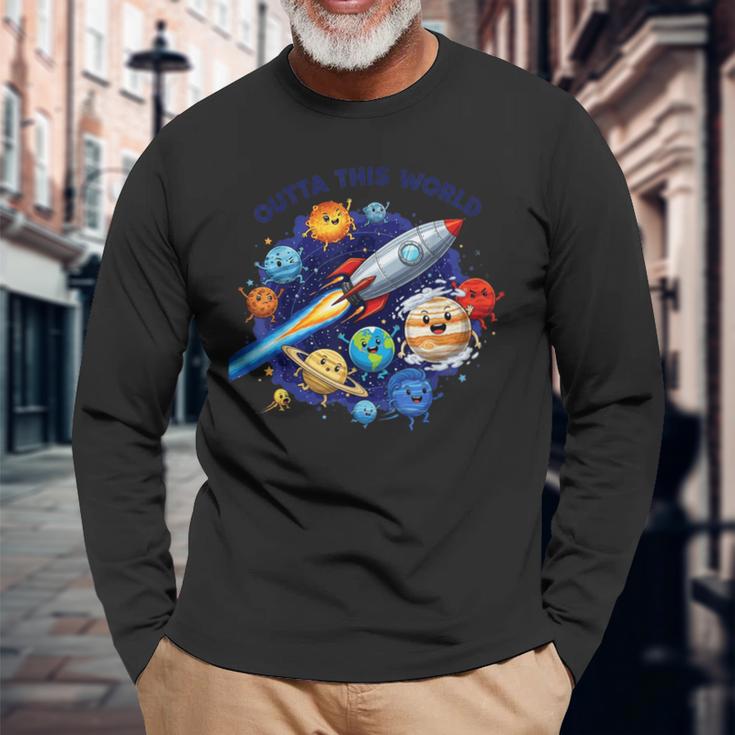 Outta This World かわいい惑星宇宙好き、宇宙飛行士銀河 長袖Tシャツ 高齢者への贈り物