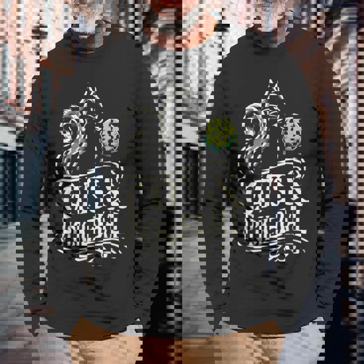 Pickleball Player 猫オーナーピックルボール キティ好きの服 長袖Tシャツ 高齢者への贈り物