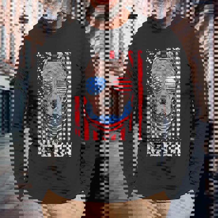 Pit-Bull Usa 愛国的な犬服 アメリカ国旗 メンズ 長袖Tシャツ 高齢者への贈り物
