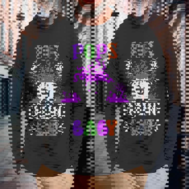 Pops Of The Brewing Baby Dad To Be Halloween Long Sleeve T-Shirt Gifts for Old Men