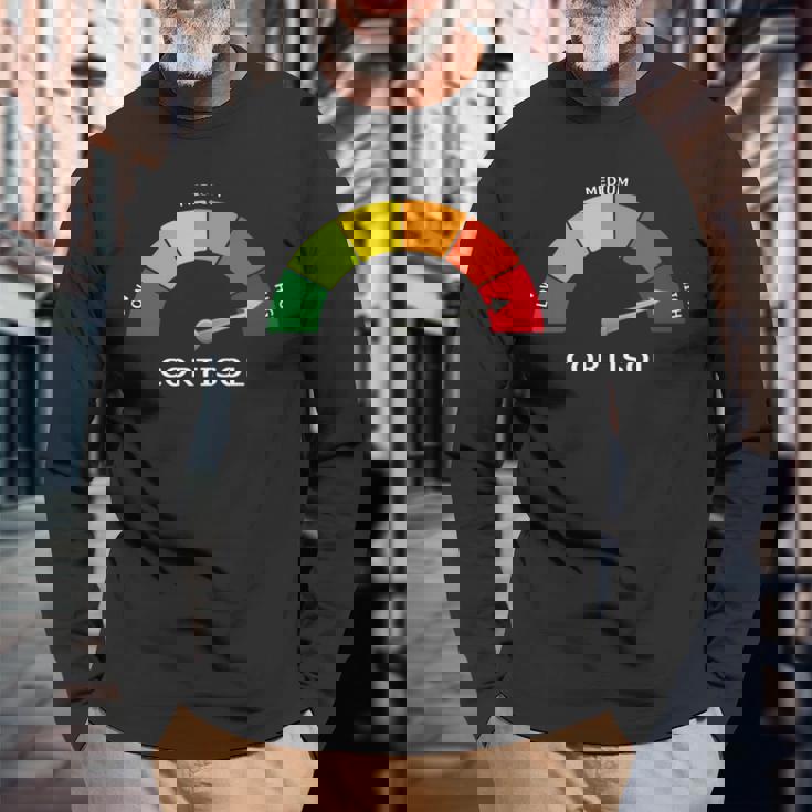 Pure Cortisol 面白いストレスメーターで走る 長袖tシャツ 長袖Tシャツ 高齢者への贈り物