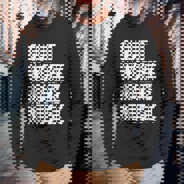 Quit Work Make Music 半袖 長袖Tシャツ 高齢者への贈り物