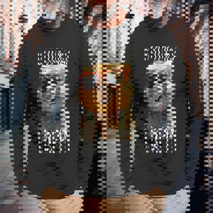 Be Quokka Happy クオッカ・ビー・クオッカ・ハッピー＆クオッカとスマイル 長袖Tシャツ 高齢者への贈り物