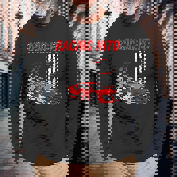 Racing Into 2Nd Birthday レースカー 2歳 幼児 男の子 長袖Tシャツ 高齢者への贈り物