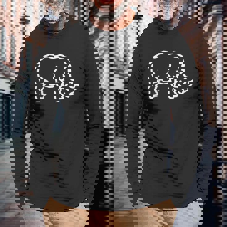 Rhino バッジ パッチライン アート アイコン アウトライン ギフト 長袖Tシャツ 高齢者への贈り物