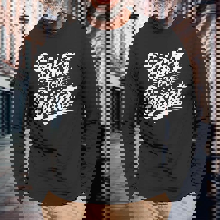 Risk It For The Brisket Bbqジョーク 長袖tシャツ 長袖Tシャツ 高齢者への贈り物