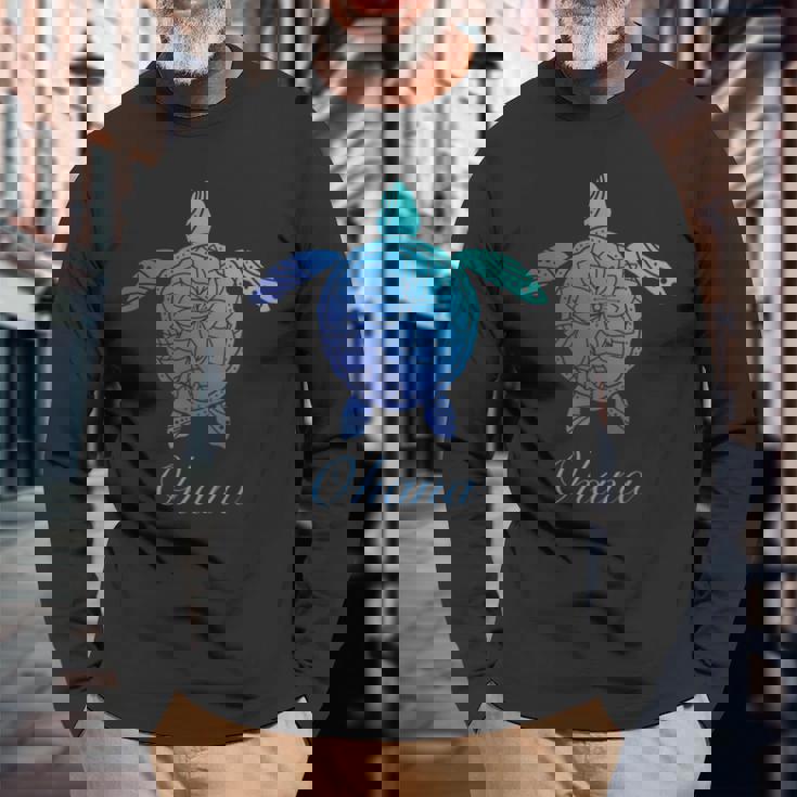 Save The Hawaii ウミガメ ハワイアン ブルー トライバル 亀 ホヌ 長袖tシャツ 長袖Tシャツ 高齢者への贈り物