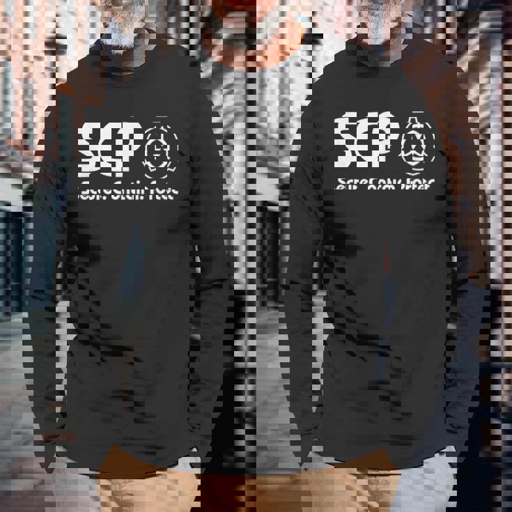 Scpファンデーション-Scp-セキュア・コンテインプロテクト 長袖Tシャツ 高齢者への贈り物
