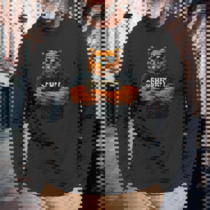 Security Buff Bear バウンサーデザイン 長袖Tシャツ 高齢者への贈り物