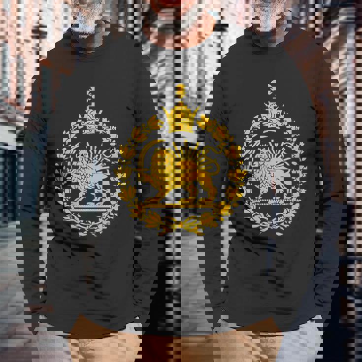 Shir O Khorshid イラン ライオン&サンエンブレム ペルシャ遺産 長袖Tシャツ 高齢者への贈り物