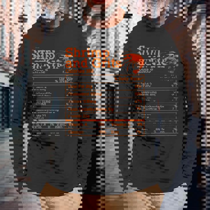 Shrimp And Grits Nutrition Facts Label Calories Protein Food 長袖Tシャツ 高齢者への贈り物