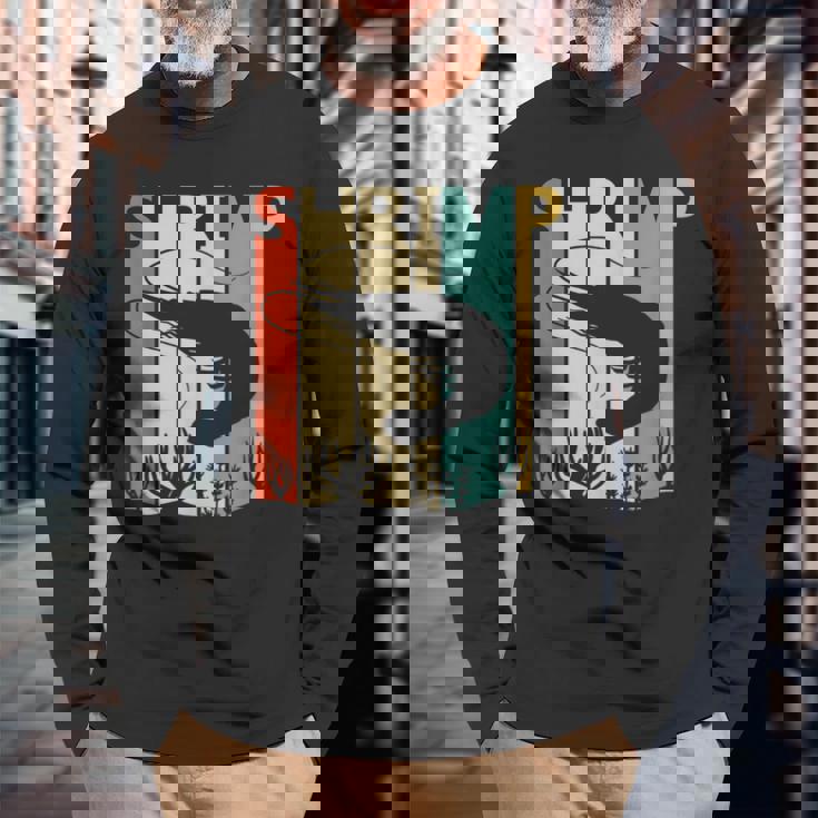 Shrimp エビ 動物 長袖Tシャツ 高齢者への贈り物