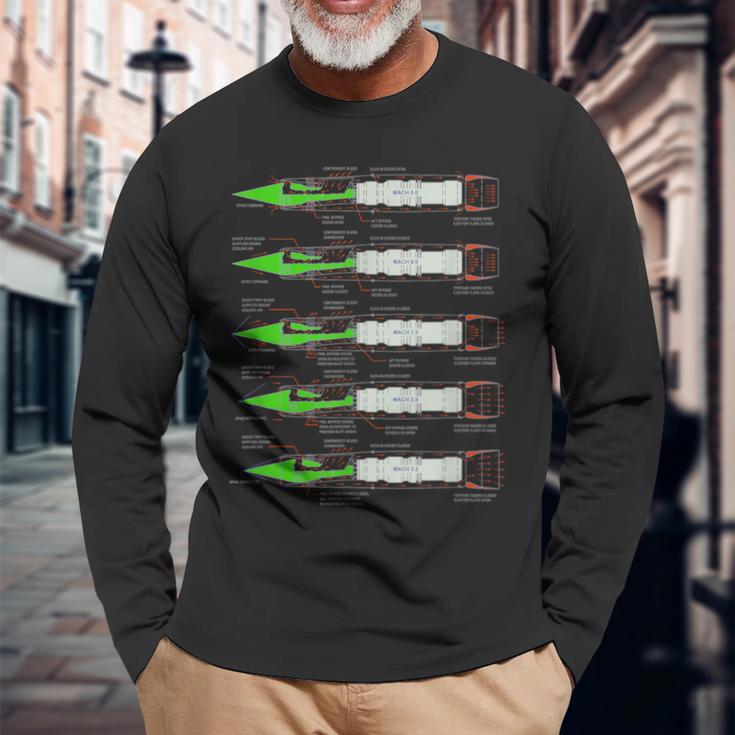 Sr-71 ハブ ブラックバード エアクラフト J58 エンジン ダイアグラム シャツ 長袖Tシャツ 高齢者への贈り物
