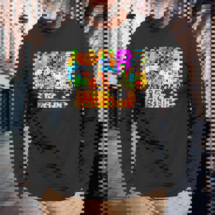 Steal A Brainrot Meme ビデオゲーム キッズゲーマー 長袖Tシャツ 高齢者への贈り物
