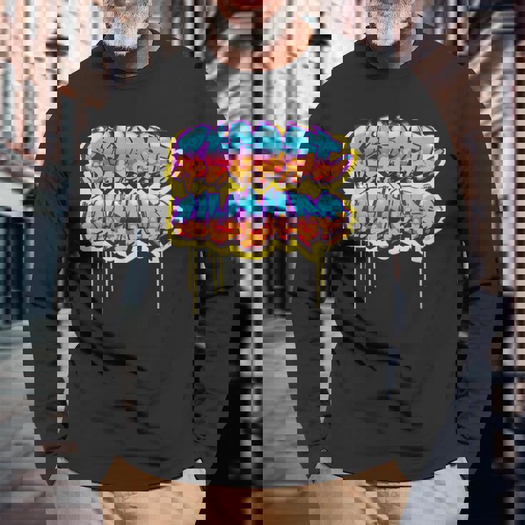 Street Culture グラフィティ・スタイルのアーバン・ストリートウェア 長袖Tシャツ 高齢者への贈り物