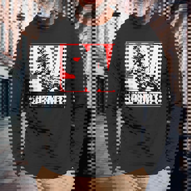 Supermoto スーパーモタード エンデューロ オートバイクロス 長袖Tシャツ 高齢者への贈り物