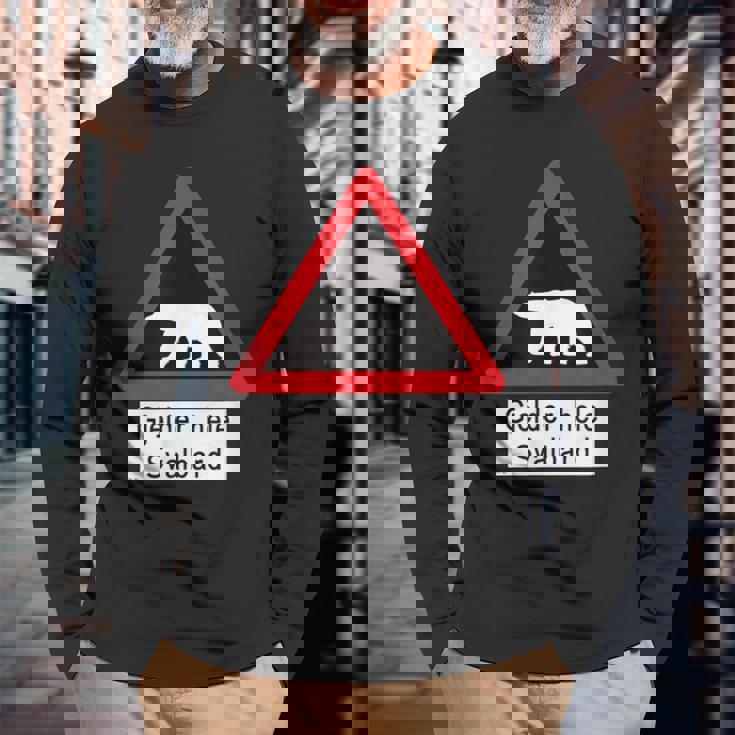 Svalbard ホッキョクグマ サイン 長袖Tシャツ 高齢者への贈り物