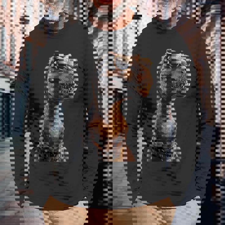 T-レックス ティラノサウルス・レックス 恐竜 恐竜大好き ディノ 長袖Tシャツ 高齢者への贈り物