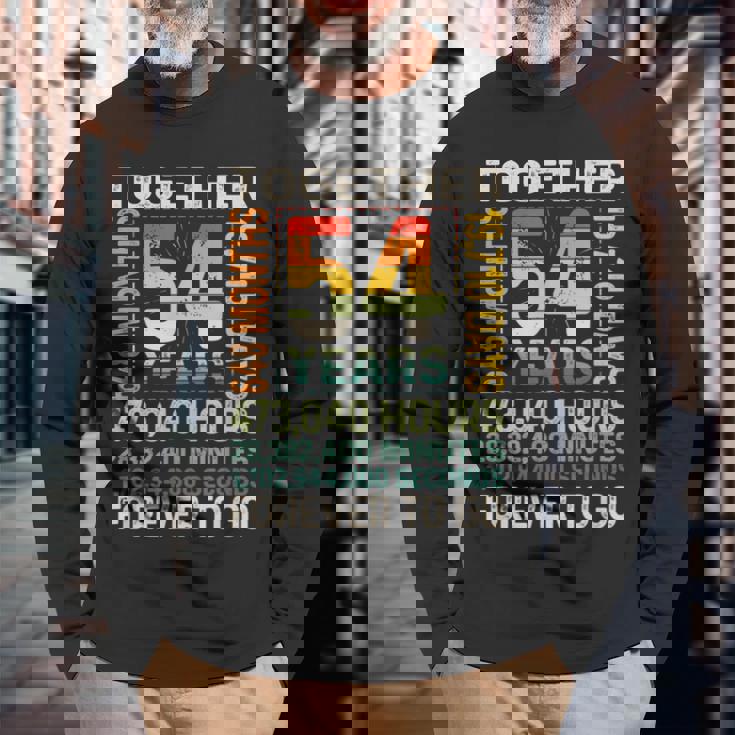 Together 54 Years Forever To Go 結婚54周年記念 長袖Tシャツ 高齢者への贈り物