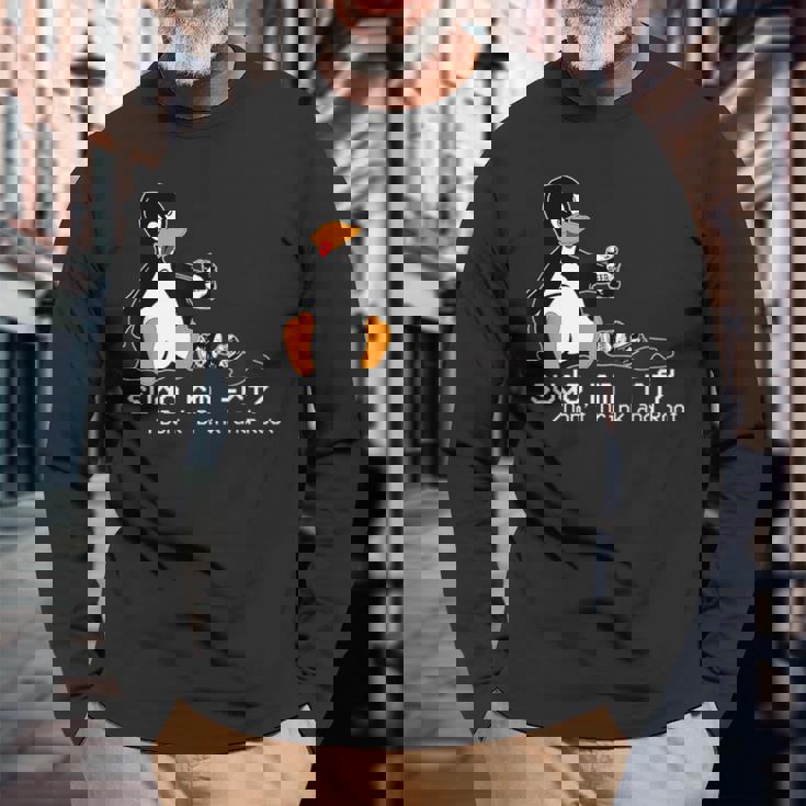 Tux Linux Penguinudo Rm Rf コンピューターフリークハッカー 長袖Tシャツ 高齢者への贈り物