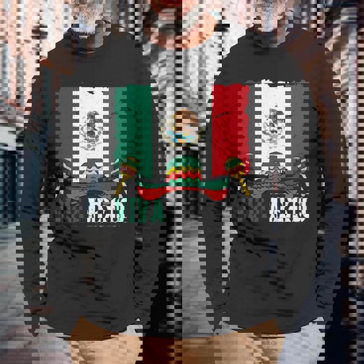 Viva Mexico ソンブレロ インディペンデンス メキシコ 国旗 メキシコ 長袖tシャツ 長袖Tシャツ 高齢者への贈り物